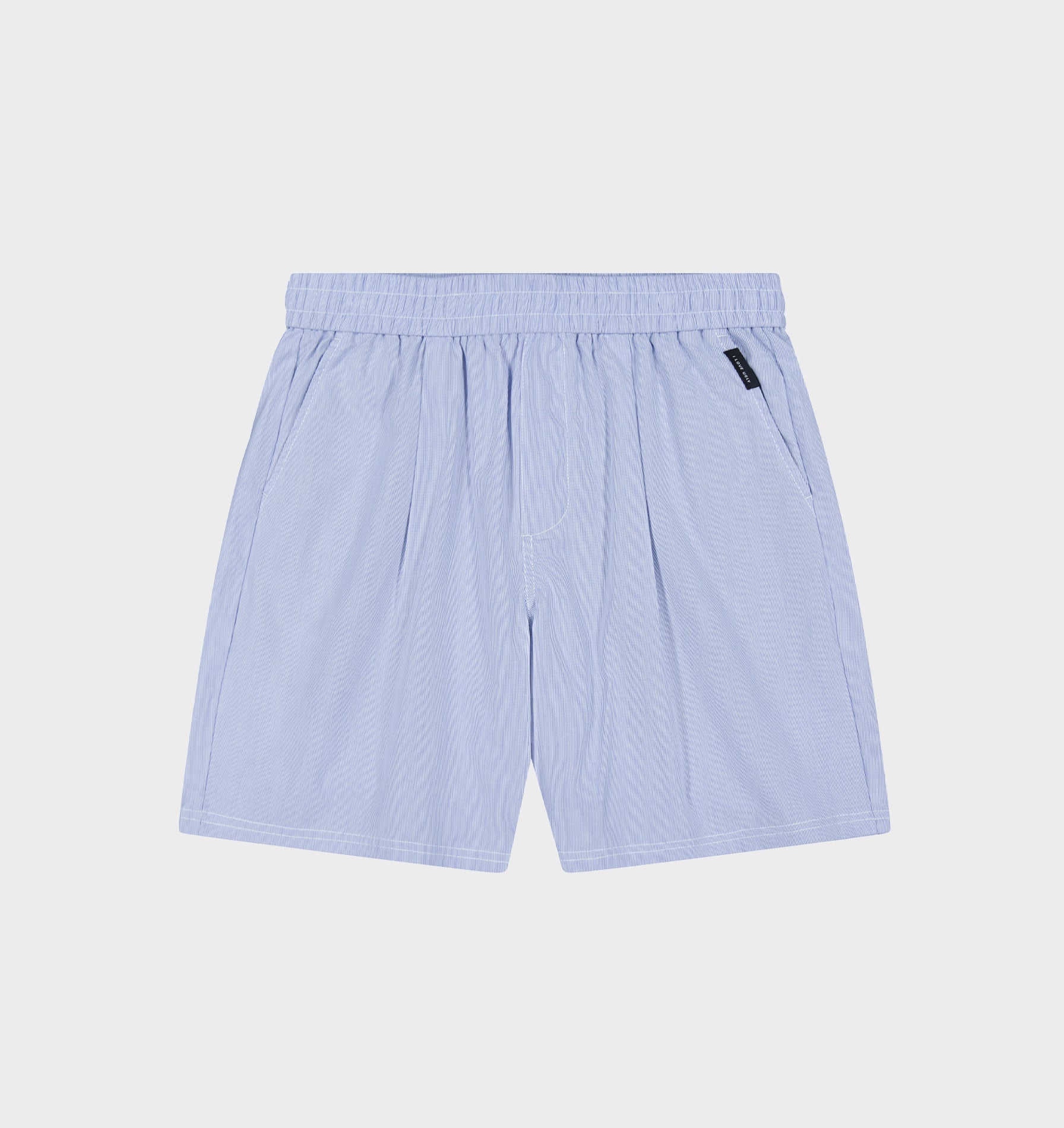 Stripe Michael Pleat Short - Blue/White