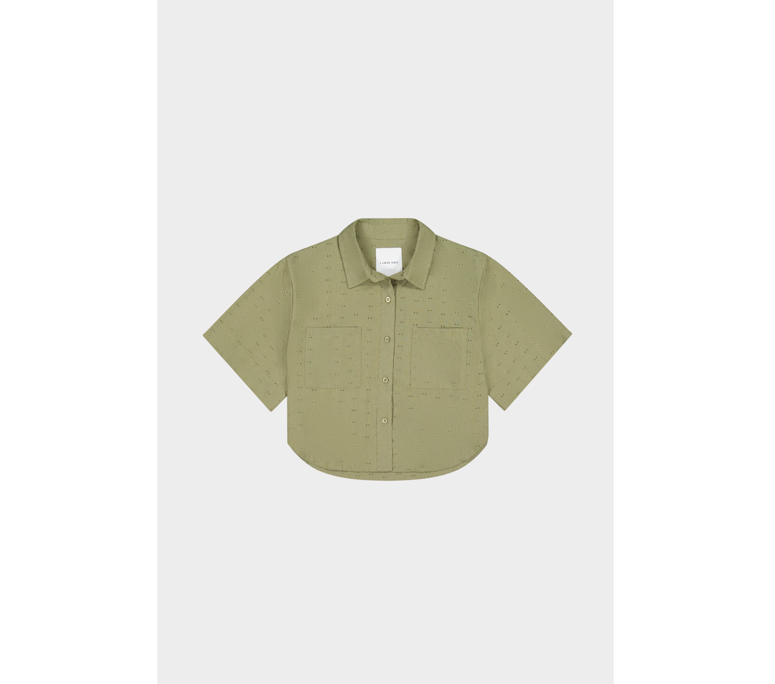 Edie Cropped SS Shirt - Sage Lace