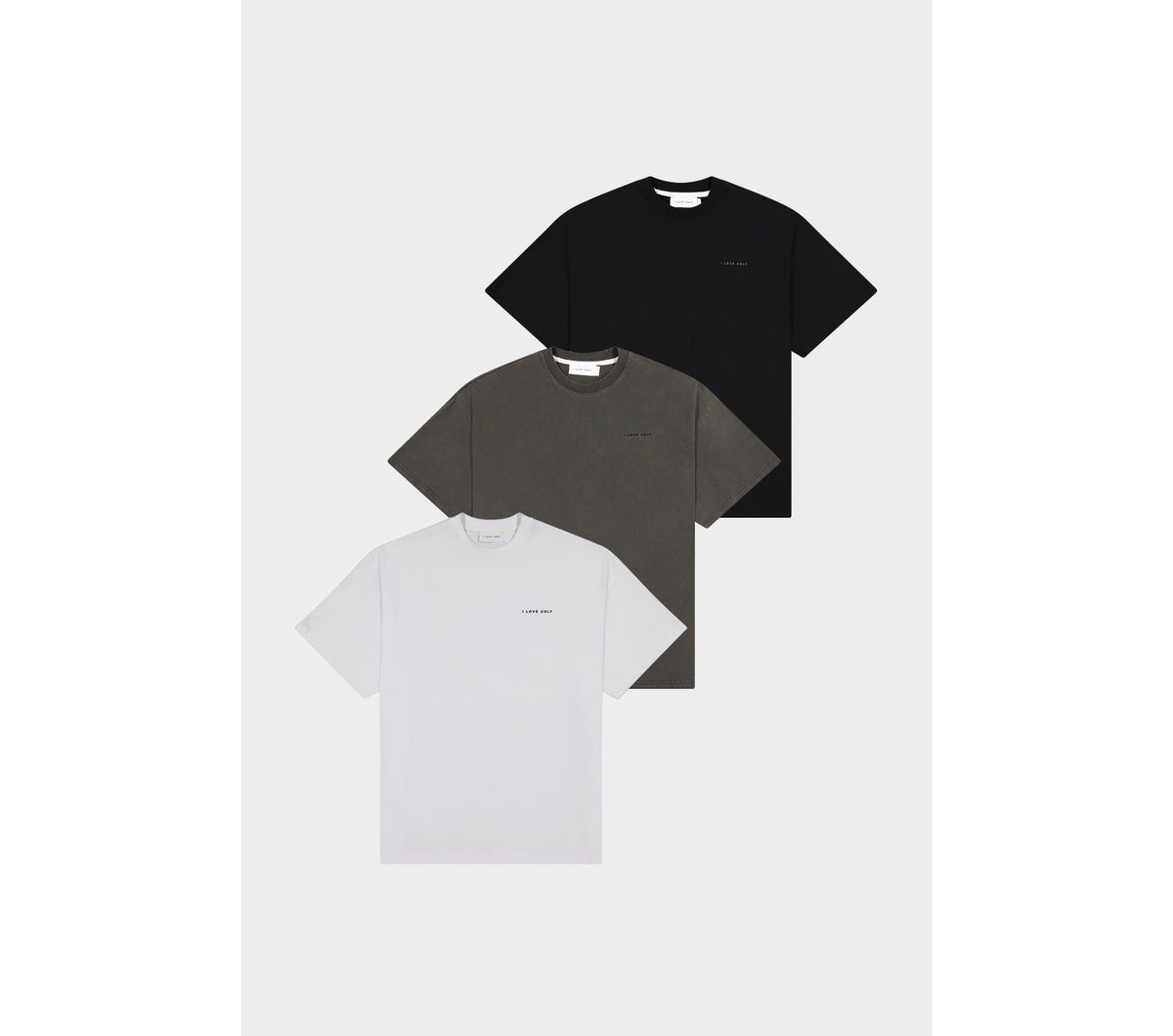 3 Box Tee Pack - Black, Washed Black, White