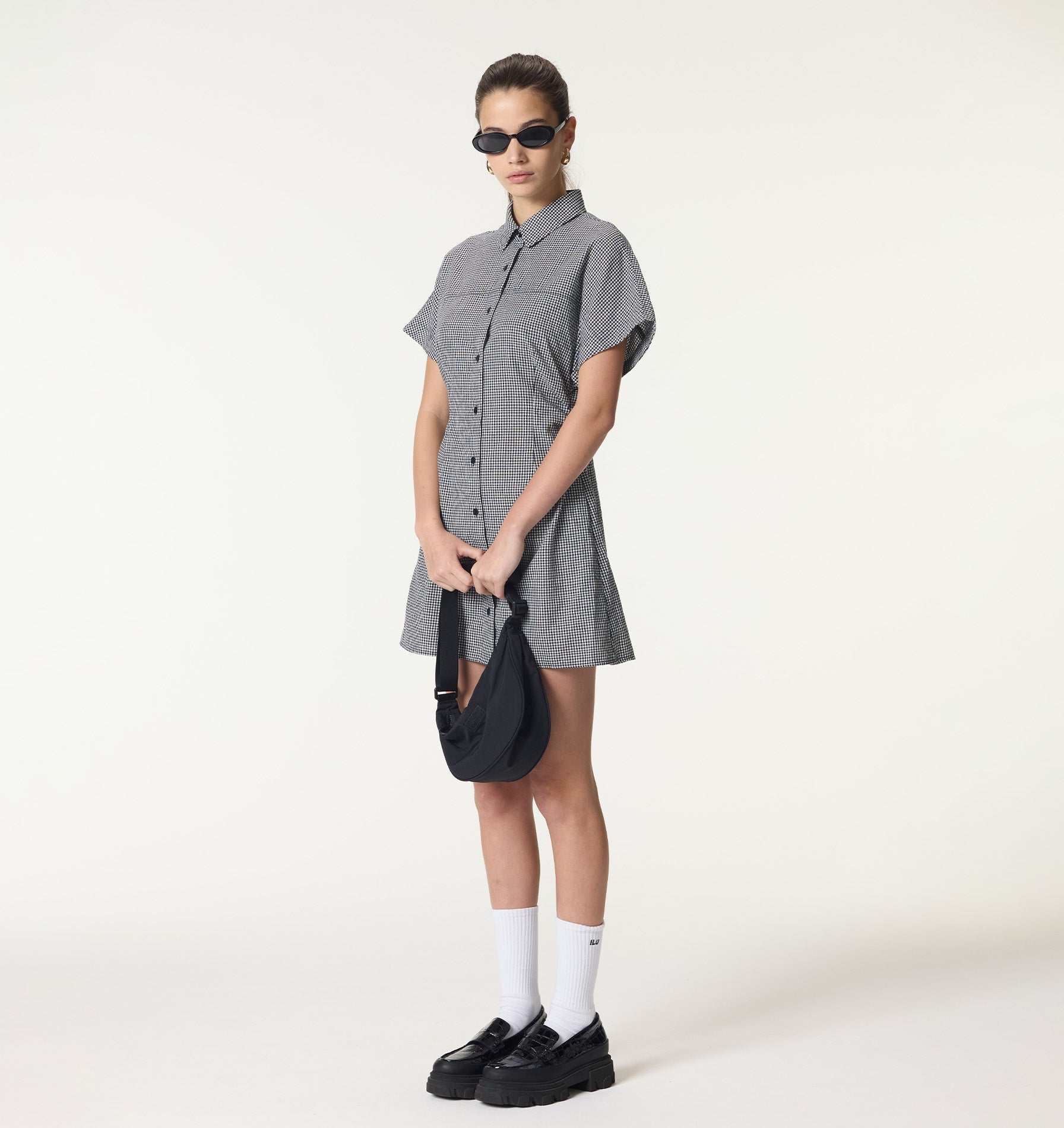 Vesta Gingham Dress - Black/White