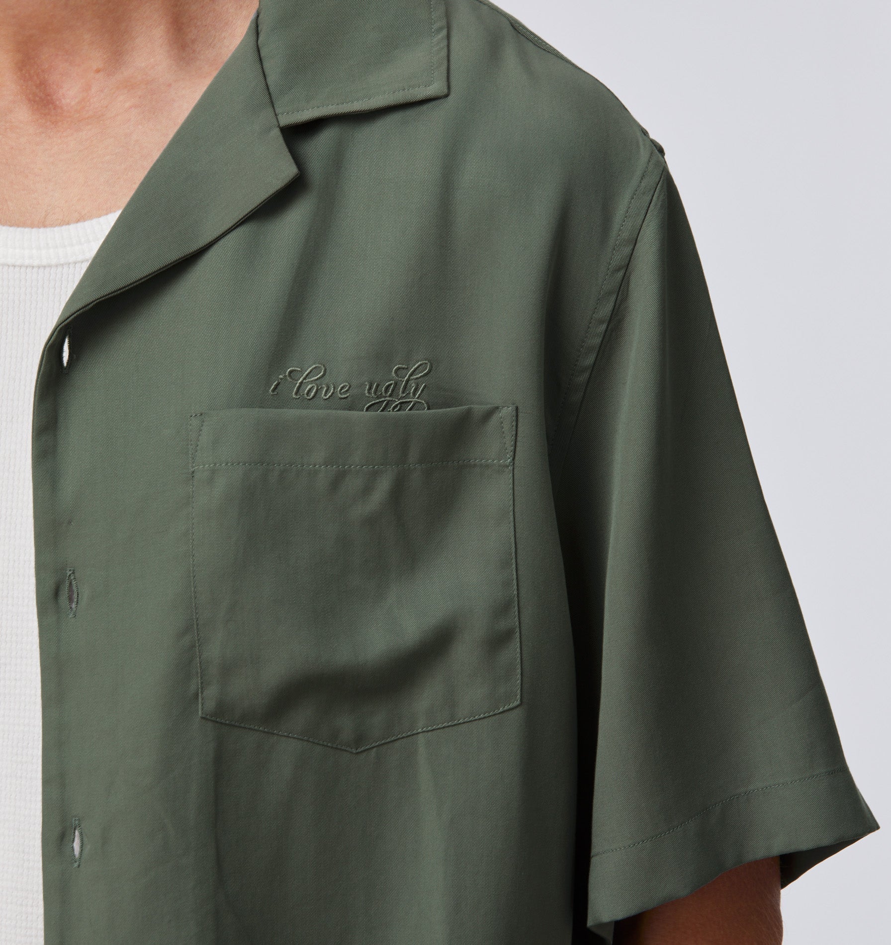 Austin Cuban Collar Shirt - Duck Green