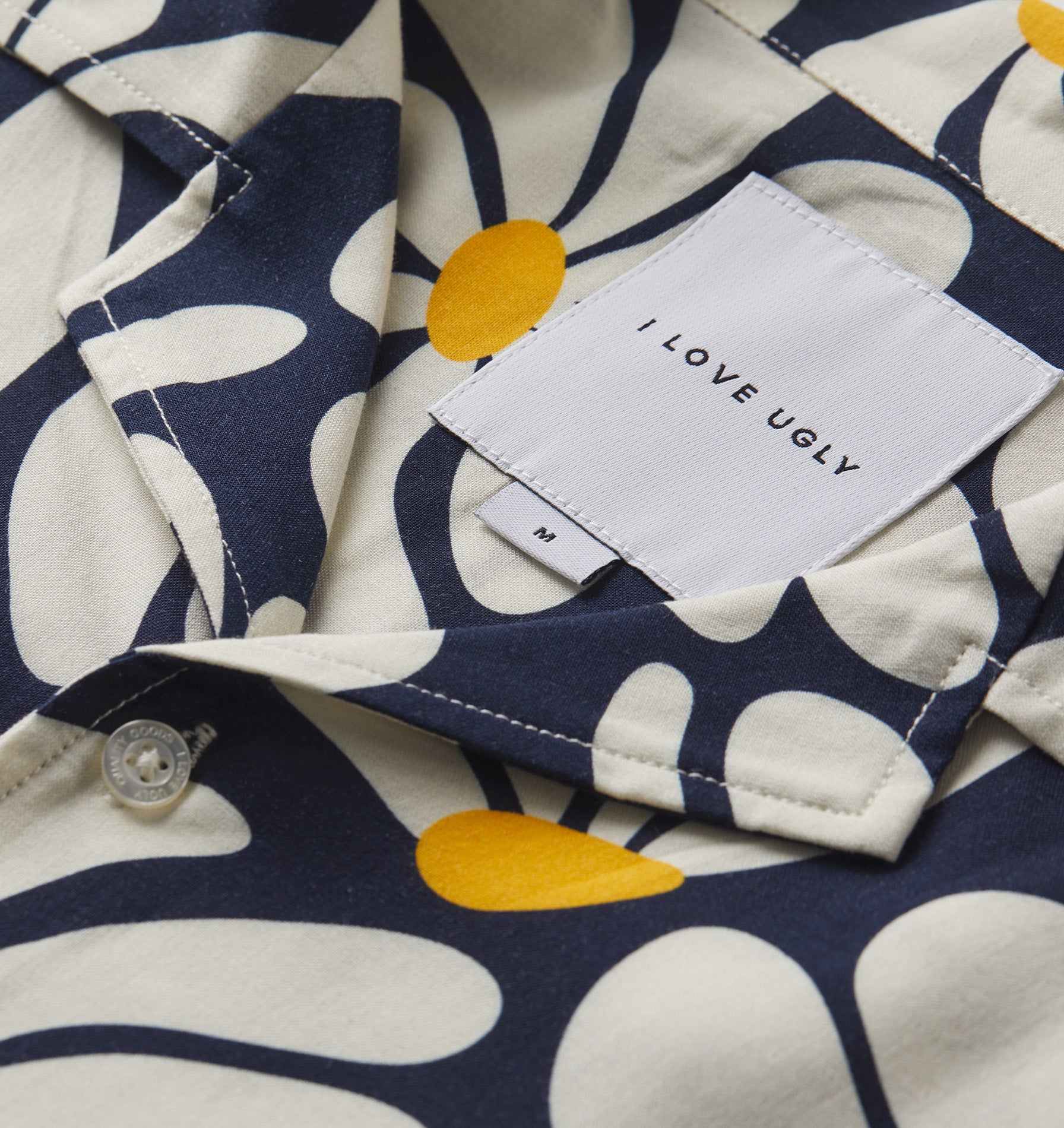 Daisy Cuban Collar Shirt - Navy/Off White