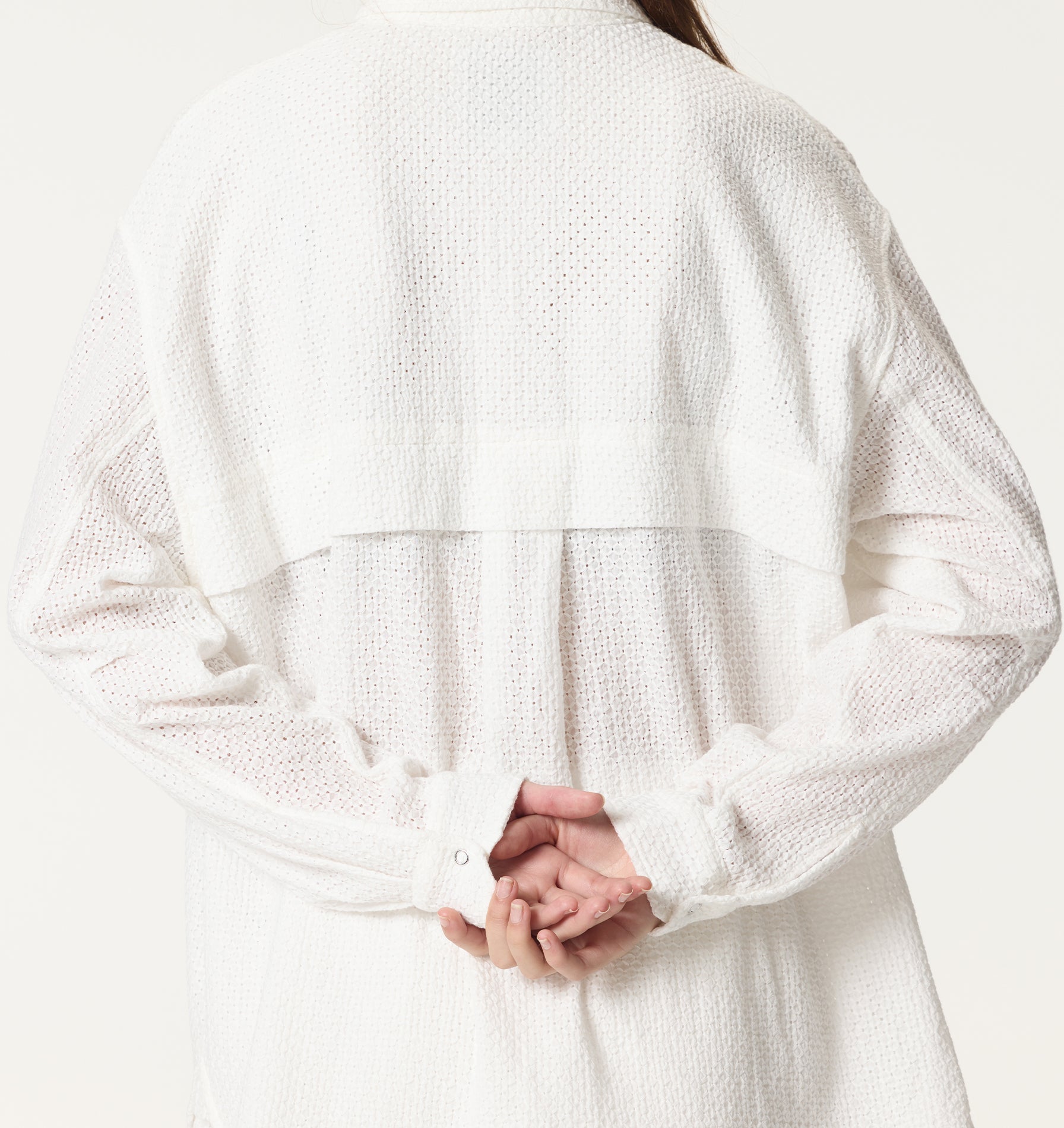 Lace Ridge Oversized Shirt - Cream