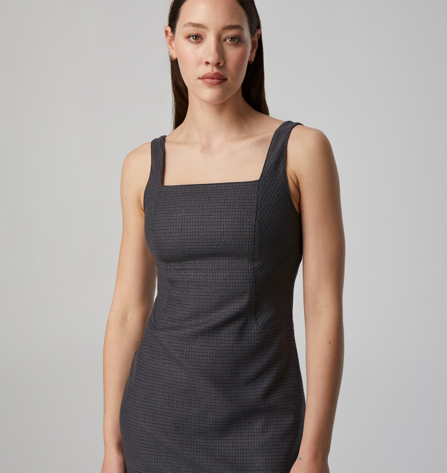 Vita Dress - Charcoal/Blue check