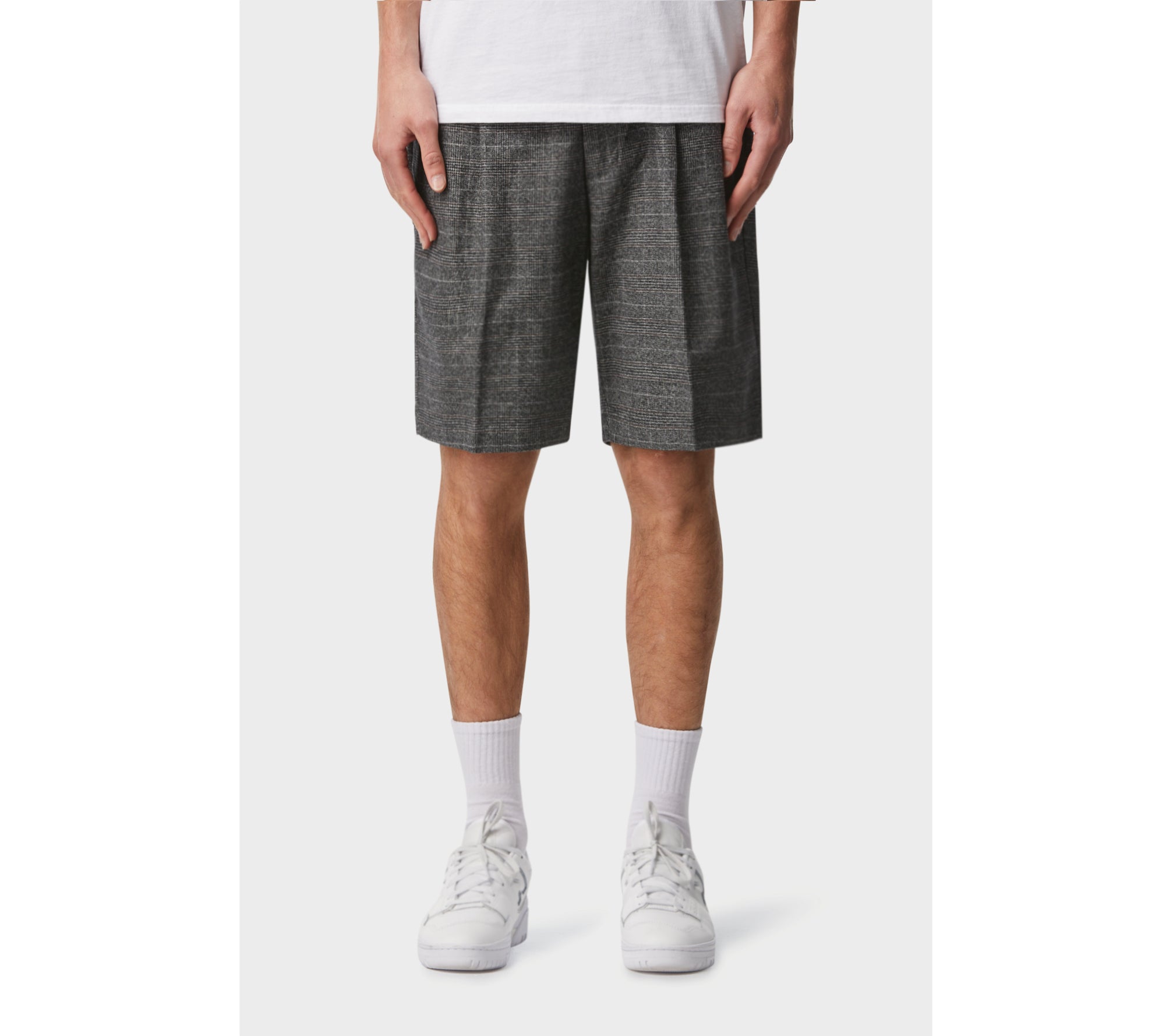 Quincy Pleated Short - Charcoal Check – I Love Ugly US