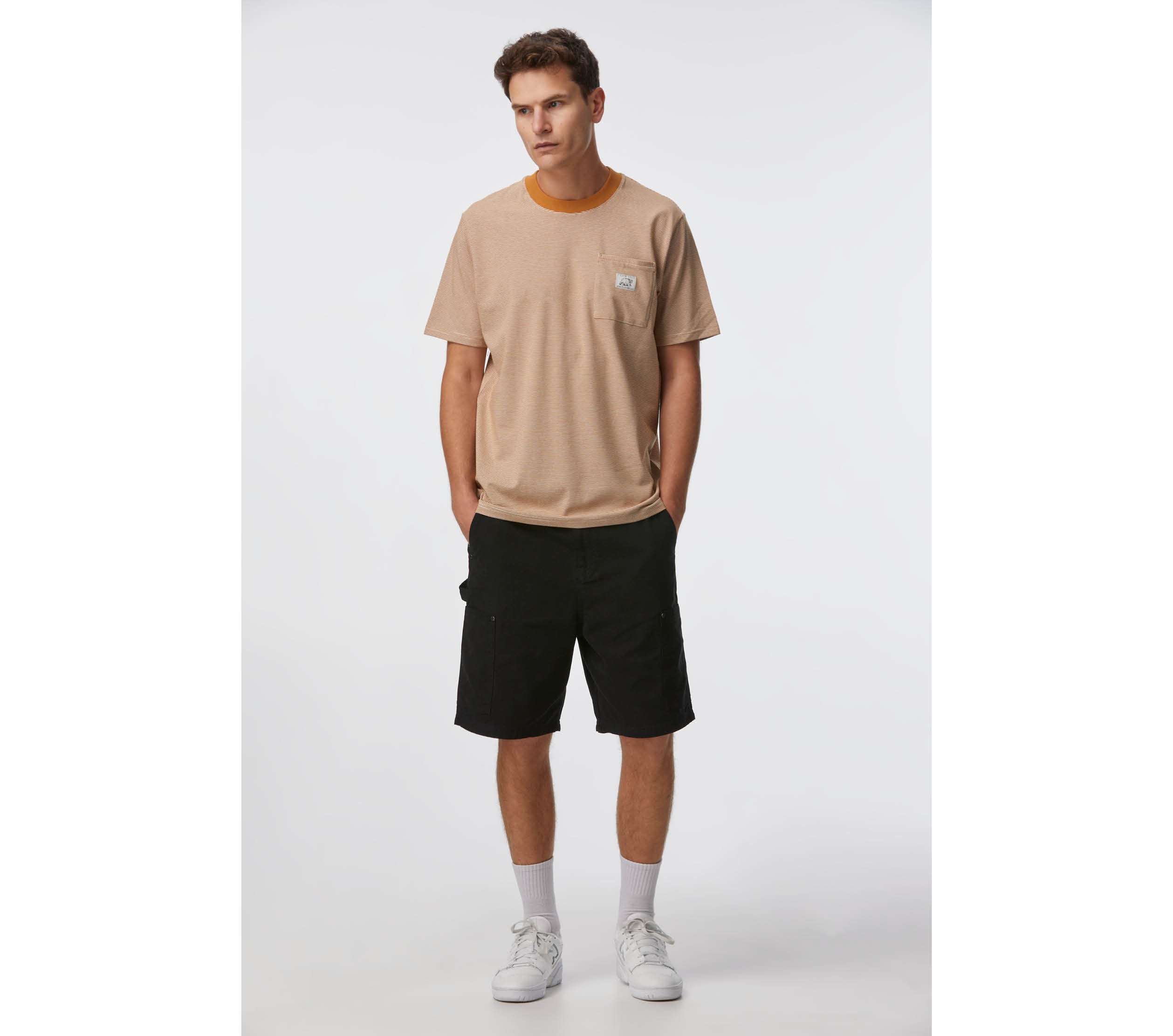 Stripe Pocket Chester Tee - Off White/Toffee